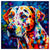 Colorful Dalmatian portrait in modern art style, perfect for home decor.