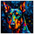 Colorful Dobermann portrait in modern art style, perfect for home decor.