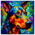 Colorful Dobermann portrait in modern art style, perfect for home decor.