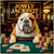 English Bulldog playing poker surrounded by chips metal print