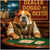 English Bulldog dealer playing poker at a vintage casino table metal print