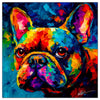 Colorful French Bulldog portrait in modern art style, perfect for home decor.