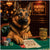 German Shepherd playing poker at casino table, Pawsino Player metal artwork
