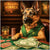 German Shepherd winning at casino poker table with Fetch Notes, Wagging Winner metal artwork