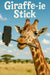 Funny giraffe taking selfie with a selfie stick in savanna metal print wall art
