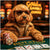 Sophisticated Golden Doodle wearing glasses playing poker at casino table dog art print