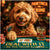 Playful Golden Doodle dog smiling at poker table with bourbon casino scene metal print