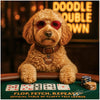 Golden Doodle wearing red sunglasses playing poker casino theme metal print