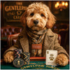 Elegant Golden Doodle at poker table in The Gentlepaw's Club metal print