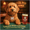 Golden Doodle enjoying a pint at Lucky Pup Lounge metal print