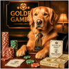 Golden Retriever playing poker at House of Paws metal print