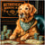 Golden Retriever wearing a bandana with the text "In Paws We Trust," sitting at a poker table with chips, "Wag Bucks," and cash, with a backdrop that reads "Retriever's Winning Wag."