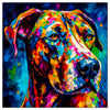 Colorful Great Dane portrait in modern art style, perfect for home decor.