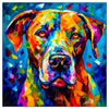 Colorful Great Dane portrait in modern art style, perfect for home decor.