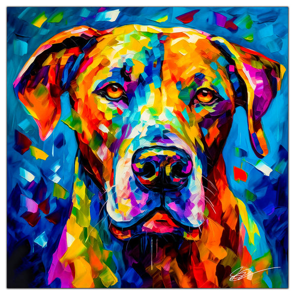 Colorful Great Dane portrait in modern art style, perfect for home decor.