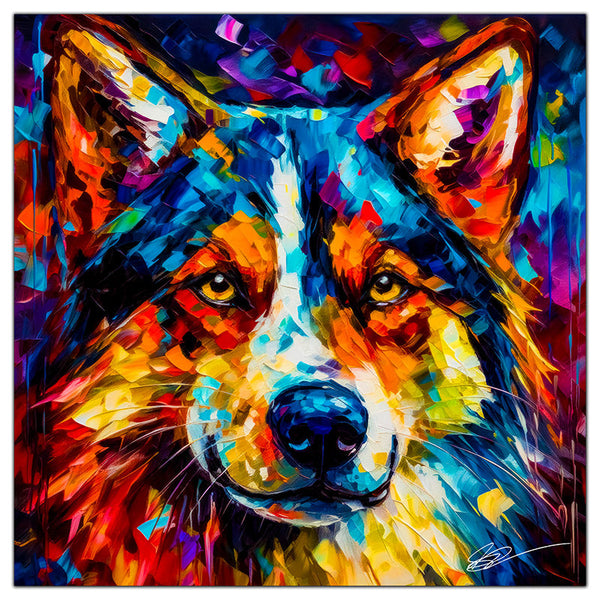 Husky 12 – Vibrant Husky Art | Palette Knife Dog Painting | Colorful Husky Artwork | Modern Wall Art for Dog Lovers