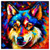 Colorful Husky portrait in modern art style, perfect for home decor.