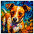 Colorful Jack Russell portrait in modern art style, perfect for home decor.