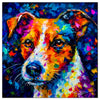 Colorful Jack Russell portrait in modern art style, perfect for home decor.