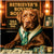 Chocolate Labrador Retriever in a polka-dot tie and green collar seated at a casino table with paw-print cards, custom chips, and signage reading Retriever’s Roving Roulette and Tails Never Fail.