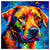 Colorful Labrador Retriever portrait in modern art style, perfect for home decor.