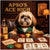 Lhasa Apso in a green vest seated at a poker table with themed cards like Paw Flush and House of Bones, surrounded by poker chips, a gold coin, and a bottle of Barrel of Barks beneath a sign reading Apso’s Ace High.