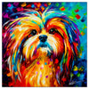 Colorful Lhasa Apso portrait in modern art style, perfect for home decor.