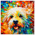 Colorful Maltese portrait in modern art style, perfect for home decor.