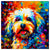 Colorful Maltese portrait in modern art style, perfect for home decor.