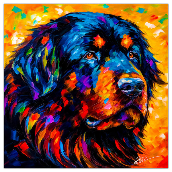 Colorful Newfoundland portrait in modern art style, perfect for home decor.