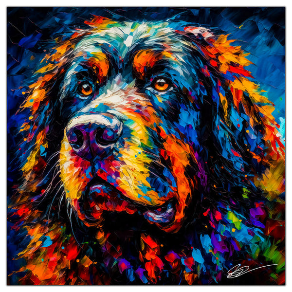 Colorful Newfoundland portrait in modern art style, perfect for home decor.