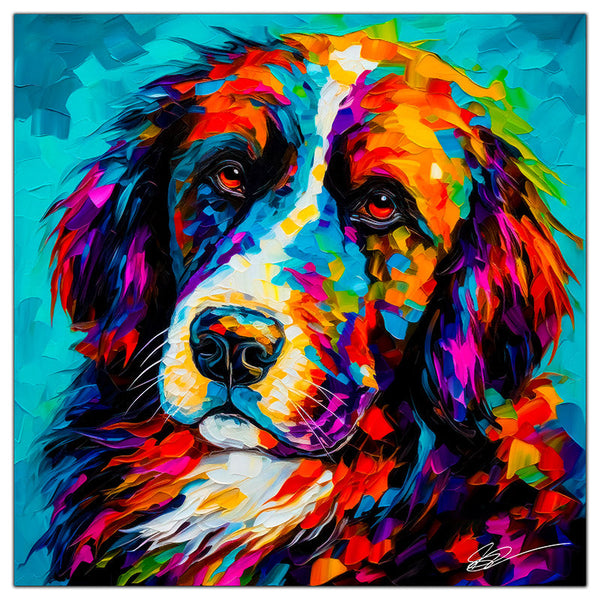 Colorful Newfoundland portrait in modern art style, perfect for home decor.