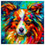 Colorful Papillon portrait in modern art style, perfect for home decor.