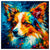 Colorful Papillon portrait in modern art style, perfect for home decor.