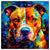 Colorful Pitbull portrait in modern art style, perfect for home decor.
