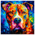 Colorful Pitbull portrait in modern art style, perfect for home decor.