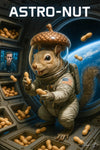 Astro-Nut squirrel astronaut peanuts floating space metal print artwork