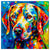 Colorful Weimaraner portrait in modern art style, perfect for home decor.