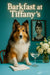 Shetland Sheepdog perched at a turquoise table beside a peach cocktail in a coupe glass and a white flower in a glass vase under neon lighting