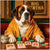 Big Bertha metal print featuring a Saint Bernard in a robe playing poker, humorous luxury dog art