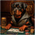 Blackjack Beast metal print featuring a confident Rottweiler playing blackjack with casino chips and a Snarl Energy drink