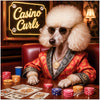 Casino Curls metal print of a stylish Poodle wearing sunglasses and gold jewelry at a luxurious poker table