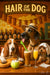Basset hound, Great Dane and terrier drinking cocktails under a “Hair Of The Dog” sign in a retro diner bar on Metal Print
