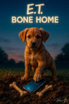 ET bone home humorous puppy dog phone bones parody metal print