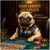 Four-Legged Jackpugs metal print showcasing an elegant pug wearing a vest and tie at a luxury casino table