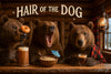 Three bears drinking coffee and ale in a log cabin bar Metal Print