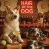 Hair of the Dog Akita 001 Ruff & Ready Funny Canine Art neon lights, bacon-woven flair, and egg murals