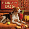 Hair of the Dog American Foxhound 001 Ruff & Ready Funny Canine Art neon lights, bacon-woven flair, and egg murals