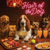 Hair of the Dog Basset Hound 011 Ruff & Ready Funny Canine Art neon lights, bacon-woven flair, and egg murals