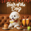 Hair of the Dog Bichon Frise 001 Ruff & Ready Funny Canine Art neon lights, bacon-woven flair, and egg murals